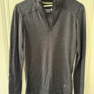 Smartwool women’s Dark Gray Merino Quarter-Zip Pullover M Long